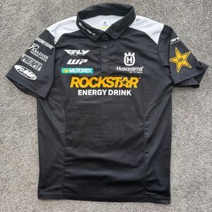 Husqvarna Rockstar Energy Factory Racing Polo Shirt Mens Medium Black Motocross